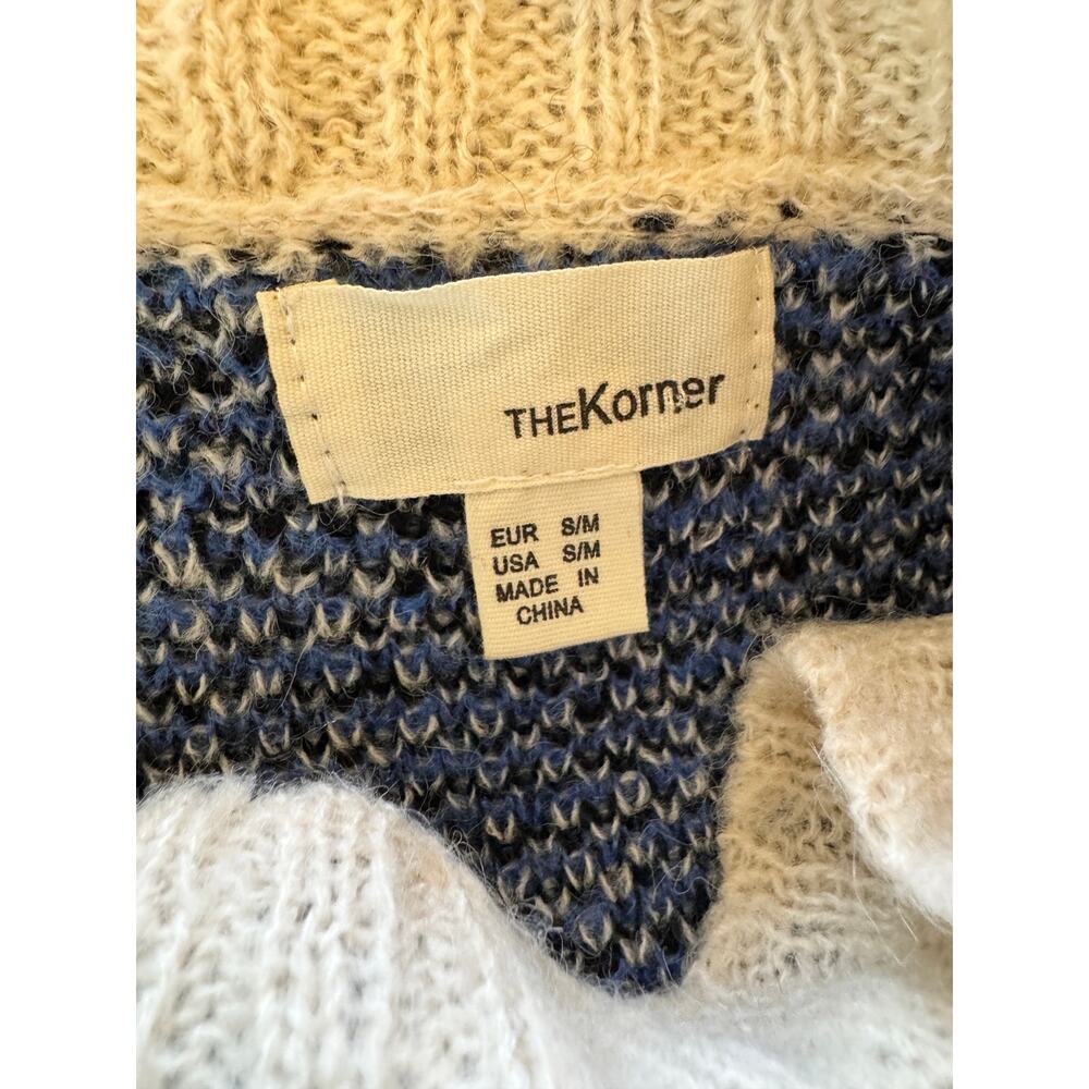 The Korner S/M Blue Animal Leopard Mohair Wool Blend Sweater Cozy Pullover Soft - Picture 3 of 7